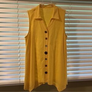 Soft Surroundings Yellow Notched Collar Blouse